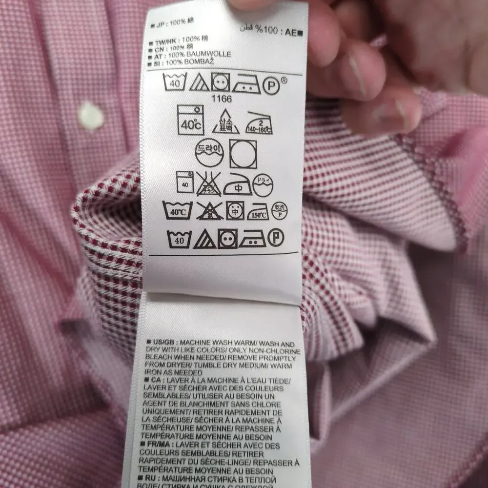 Banana Republic Red Check Men's Dress Shirt M 33-34 15.5‎ Neck Non-Iron Slim Fit